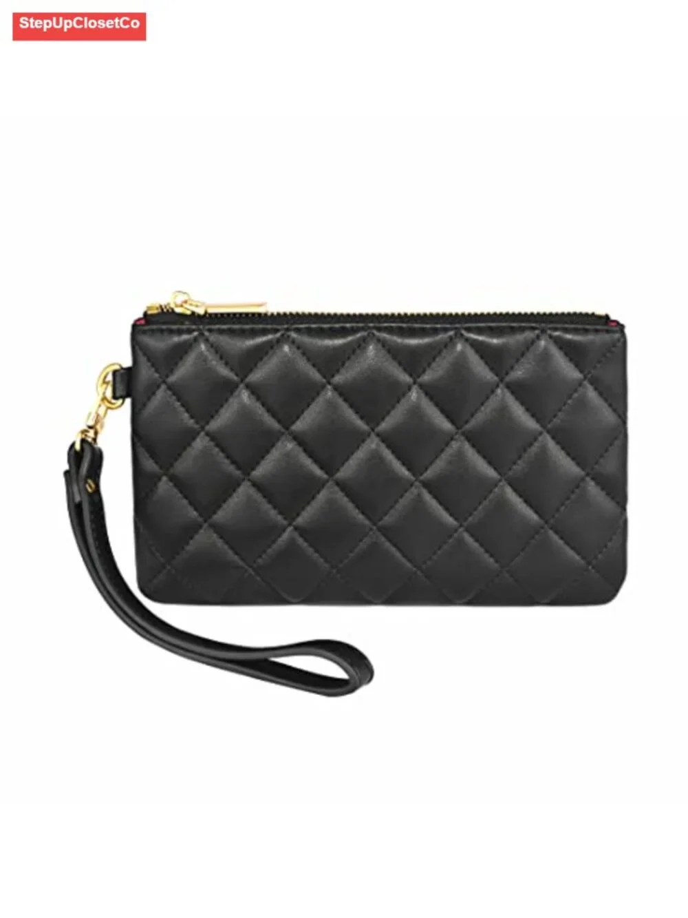 Genuine Leather Zip Wristlet Pouch Clutch with Card Slots Phone Wallet